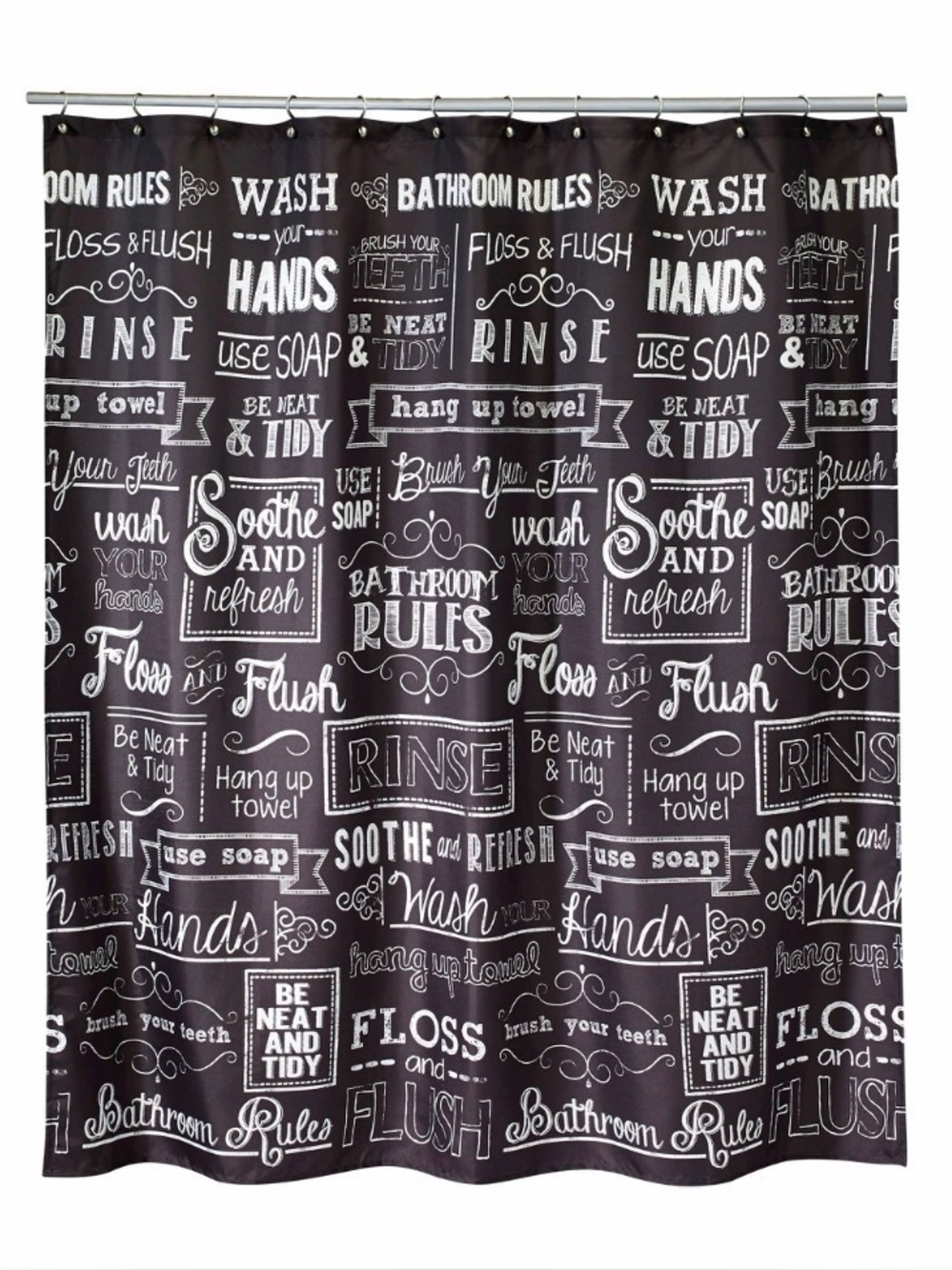 SHOWER CURTAIN & HOOKS SET